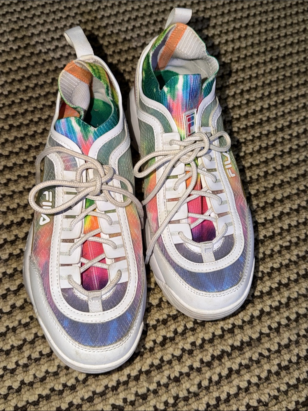Fila Kids Multicolor Tie-Dye Lace-Up Sneakers with White Accents